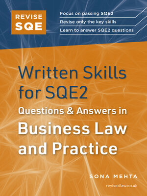 cover image of Revise SQE Written Skills for SQE2